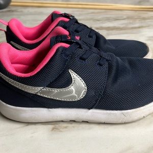 Navy and pink Nike sneakers. Girls size 1